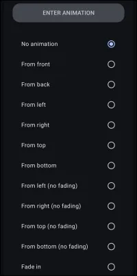 Enter Animation dialog Enter Animation dialog